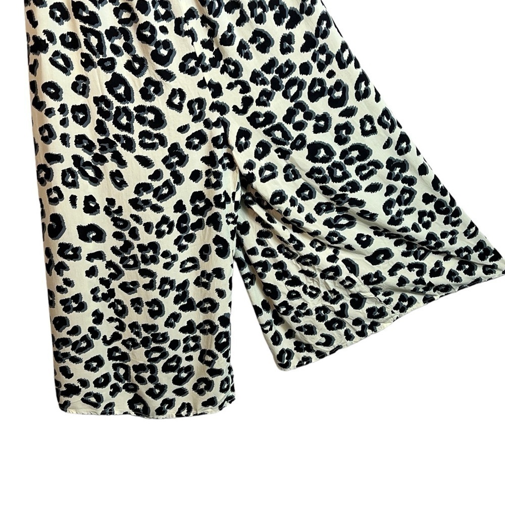 By Together Romper Women's M/L Animal Print Cream and Black Wide Leg Flowy - Picture 5 of 9
